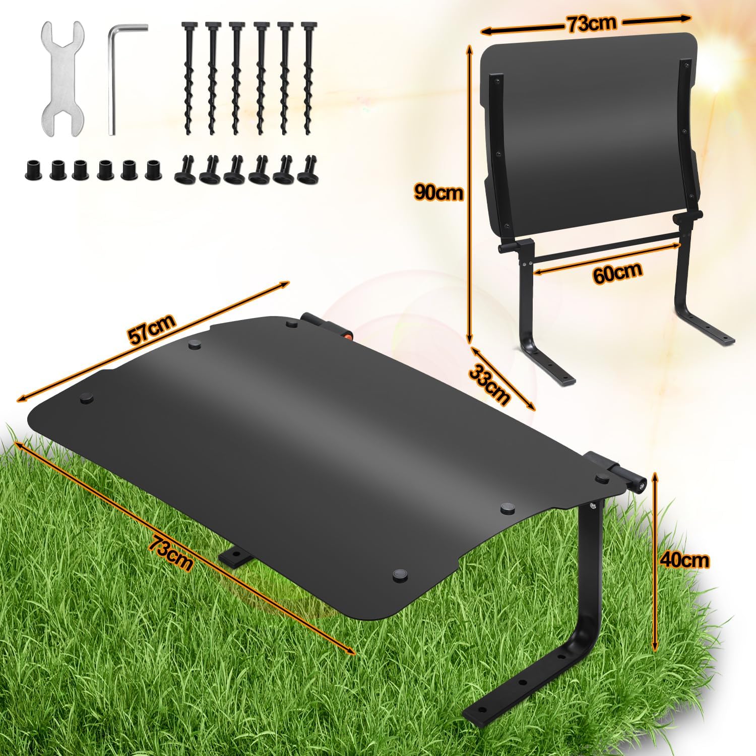 Rasenmäherabdeckung, Carport aus ABS-Kunststoff, Carport mit Überdachung, Garage für Mähroboter mit klappbarem Dach, für den Garten geeignet, 73 x 57 x 40 cm, schwarz