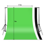 Hintergrund Ständer, 2x3M Hintergrundsysteme mit 3 Hintergrundstoffe (Grün/Weiß/Schwarz), Fotostudio Hintergrundsystem für Green Screen, Portrait und Videoaufnahme