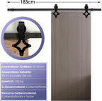 Schwarze Beschläge für Schiebetüren, Beschläge für Schiebetüren im Rautenmuster, Schienen für Schiebetüren, geräuscharmer Lauf, erhältlich in den Längen 183 cm und 200 cm (Türen sind nicht im Lieferumfang enthalten)