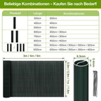 PVC Sichtschutzmatte Balkon Grün – Rundrohr mit Verstärkungsstreifen, Balkon Sichtschutz ohne Bohren, Windschutz & Sichtschutz für Gartenzaun, Terrasse & Geländer