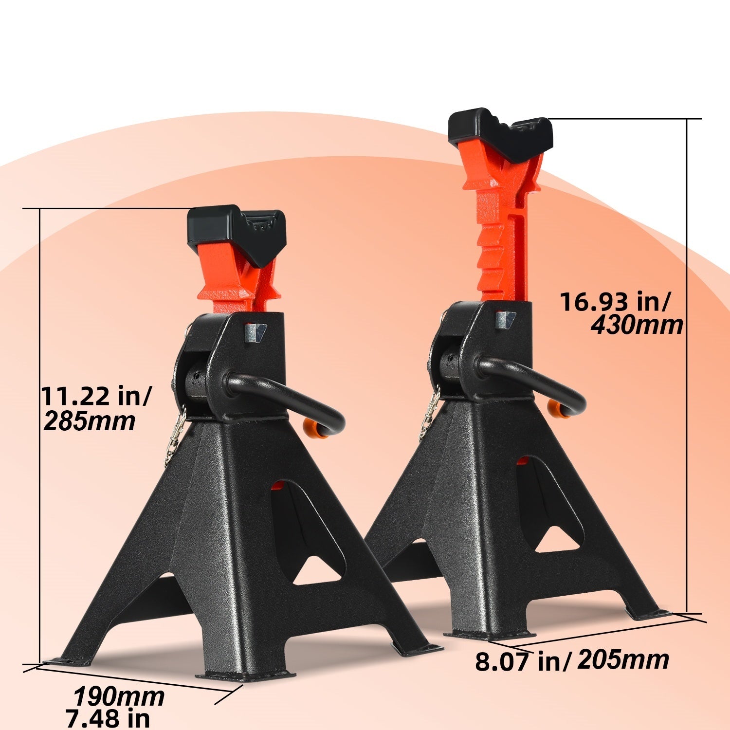 Unterstellböcke 2/4 Stück, Stützböcke Wagenheber Ständer Modellwahl 3T, Wohnwagen Stützbock, Automotive Unterstellbock 285-430 mm Hubhöhe höhenverstellbar (Mit Sicherung und Gummi)