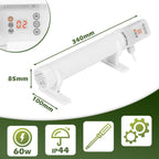 Gewächshausheizung, Timer, Zeitplan & 3000W Digitalregler Ø42-mm-Heizrohr, Haltebügel, Überhitzungsschutz, Wand-/Bodenmontage, Ist-/Sollanzeige, °C/°F, für Schrank & Gewächshaus