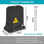 Schiebetorantrieb Set, 370W 800kg Flügeltorantrieb Torantrieb 12M Garagentorantrieb, mit 2 Fernbedienung Toröffner, Entriegelungsschlüssel und für Hotelbis, Fabrik, Schwarz