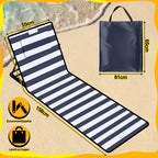 Strandliege Klappbar leicht, strandmatten gepolstert,Strandliege mit Handtasche,Staufächern,eingebautes Kissen mit 5-Gang-Einstellung, verschleißfestes Gewebe(158cm)