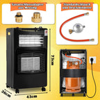 Gasheizer 4200W, Elektroheizung 1260W, Infrarot Keramikbrenner, Gas Heizstrahler inkl. Gasdruckregler & Gasschlauch, Gasheizofen, Butan- oder Propangasflaschen bis 15kg