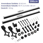 Schwarze Beschläge für Schiebetüren, Beschläge für Schiebetüren im Rautenmuster, Schienen für Schiebetüren, geräuscharmer Lauf, erhältlich in den Längen 183 cm und 200 cm (Türen sind nicht im Lieferumfang enthalten)
