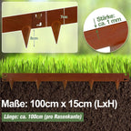 Rasenkante Metall Mähkante mit Dornen, 100x15cm / 100x18cm Rasenkanten Flexible Beetumrandung Rostbeständige, Mähkante Wetterfest, Rostfarbe