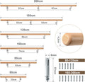 Treppengeländer, Wandgeländer mit Wandbefestigungen und Endkappen, Durchmesser 42 mm, wandmontiertes Treppengeländer, rutschfestes Geländer für Treppen und Balkone, erhältlich in den Längen 50, 80, 100, 120, 150 und 200 cm.