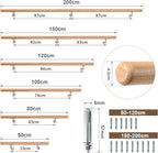 Treppengeländer, Wandgeländer mit Wandbefestigungen und Endkappen, Durchmesser 42 mm, wandmontiertes Treppengeländer, rutschfestes Geländer für Treppen und Balkone, erhältlich in den Längen 50, 80, 100, 120, 150 und 200 cm.