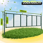 Doppelflügeltore, 300x100cm/350x100cm Metall Gartentor, Gartenzaun Zaun inkl. Griff, Schloss und 3 Schlüsseln, Robust Gartentür für Zauntür, Hoftor, Zauntor, Rundrohr, Grün/Anthrazit