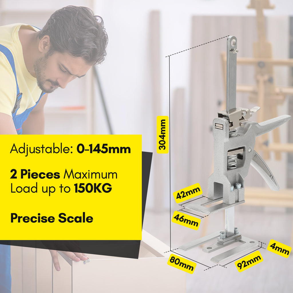 Arbeitssparender Möbelheber 2/4 Stück 30 cm bis 150kg Handwerkzeugheber, Armwagenheber mit Skala & Doppelschnelligkeitsabsenkung, Hubbereich 0-145mm