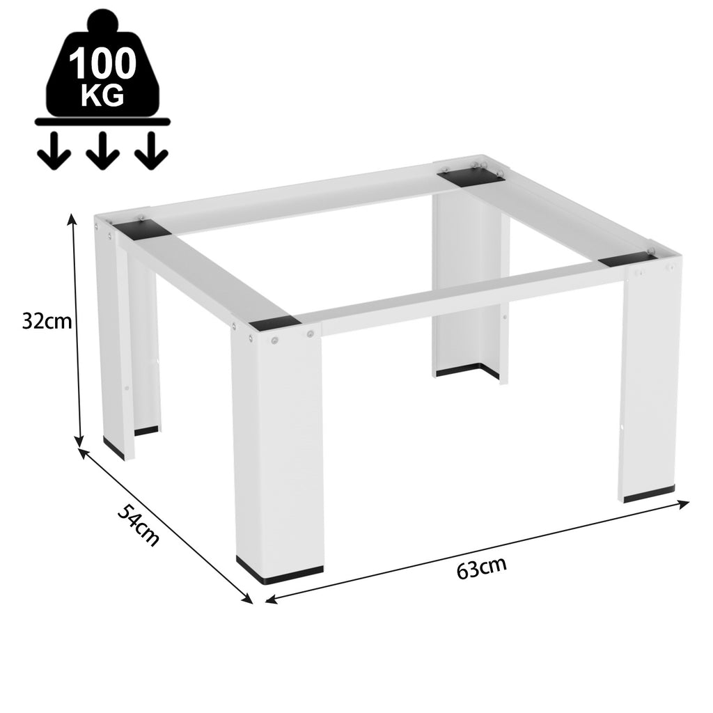 Waschmaschinen-Untergestell mit höhenverstellbarer Ablage 60.6x60.6x40 cm, 150 kg belastbar, Ablage 30 kg, 3 Höhen (5/10/15 cm), Anti-Rutsch & Gummifüße, Weiß