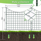 Teichzäune, Metall-Gartenzäune, Außenzäune, 3,75/7,5/10,5 Meter, inklusive Zaunelemente und Befestigungsstangen, oben nach unten gewölbt