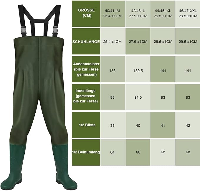 Wathos Herren und Damen Wasserdichte Anglerhosen aus 70D Nylon PVC und Neopren für Angeln