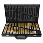 230-teiliges Set aus titanbeschichteten Schnellarbeitsstahl-Spiralbohrern, geeignet für Metall, Durchmesser 1–13 mm, gemäß DIN 338, inklusive Aufbewahrungskoffer, geeignet für Metall- und Holzbearbeitung, Reparaturen sowie den Einsatz in der Werkstatt