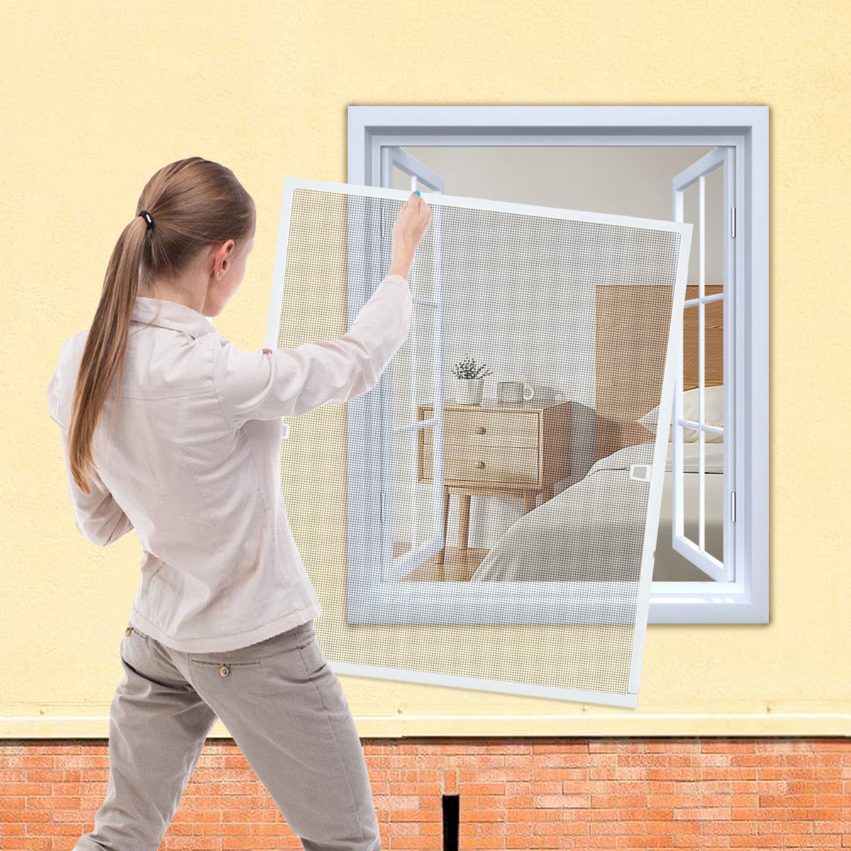 Fliegengitter Fenster Tür Gitter Moskito Aluminium Insektenschutz，120x140CM/100x120CM/80x100CM