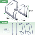 Fahrradständer (Reifenbreite 35–55 mm), bodenmontierte Fahrradständer, einfach zu montierende Fahrradständer aus verzinktem Stahl, silberfarbene Fahrradständer