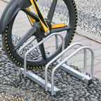Fahrradständer (Reifenbreite 35–55 mm), bodenmontierte Fahrradständer, einfach zu montierende Fahrradständer aus verzinktem Stahl, silberfarbene Fahrradständer