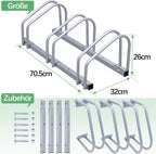 Fahrradständer (Reifenbreite 35–55 mm), bodenmontierte Fahrradständer, einfach zu montierende Fahrradständer aus verzinktem Stahl, silberfarbene Fahrradständer