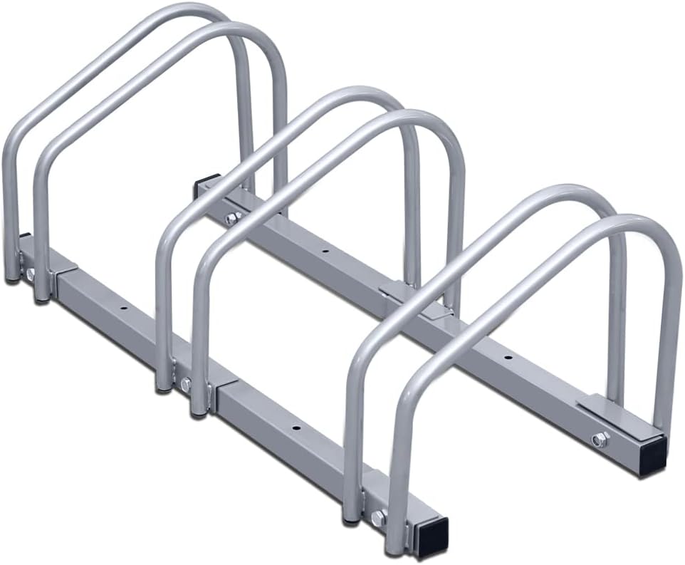 Fahrradständer (Reifenbreite 35–55 mm), bodenmontierte Fahrradständer, einfach zu montierende Fahrradständer aus verzinktem Stahl, silberfarbene Fahrradständer