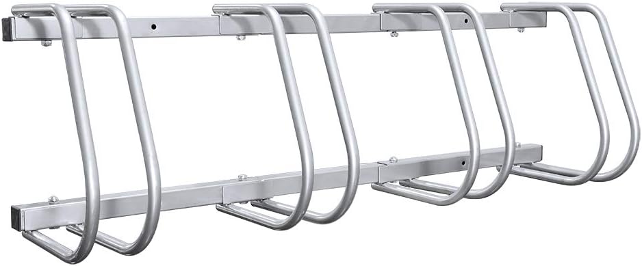 Fahrradständer (Reifenbreite 35–55 mm), bodenmontierte Fahrradständer, einfach zu montierende Fahrradständer aus verzinktem Stahl, silberfarbene Fahrradständer