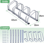 Fahrradständer (Reifenbreite 35–55 mm), bodenmontierte Fahrradständer, einfach zu montierende Fahrradständer aus verzinktem Stahl, silberfarbene Fahrradständer