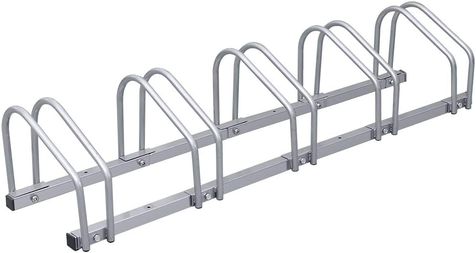 Fahrradständer (Reifenbreite 35–55 mm), bodenmontierte Fahrradständer, einfach zu montierende Fahrradständer aus verzinktem Stahl, silberfarbene Fahrradständer