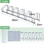 Fahrradständer (Reifenbreite 35–55 mm), bodenmontierte Fahrradständer, einfach zu montierende Fahrradständer aus verzinktem Stahl, silberfarbene Fahrradständer