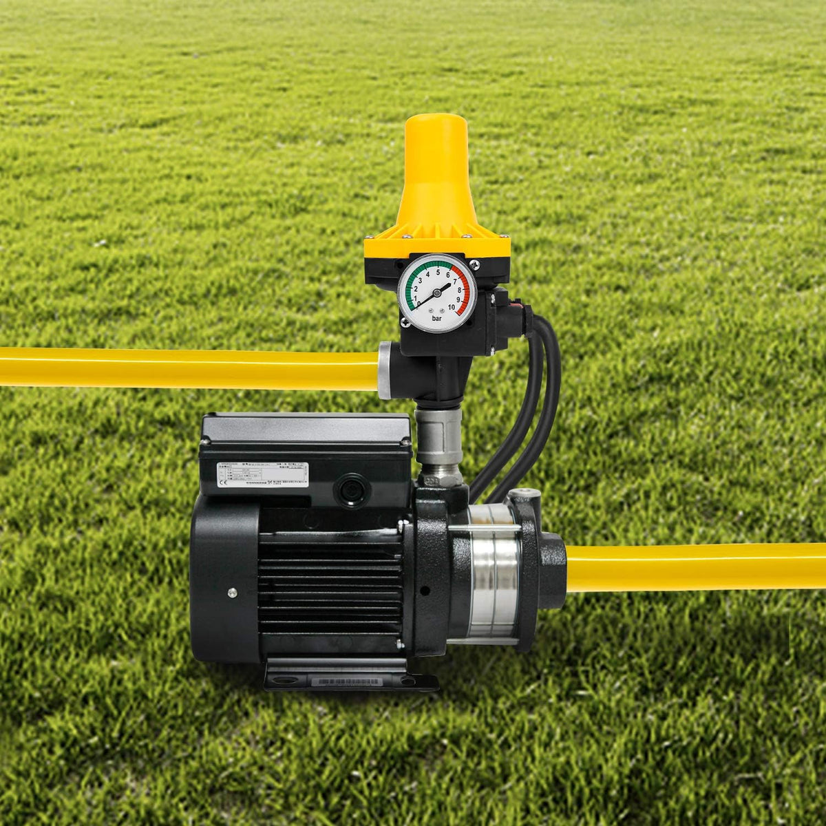 Pumpensteuerung mit Manometeranzeige, Druckwächter, 10 bar, elektronischer Druckschalter für Hauswasserversorgungsanlagen und Gartenpumpen