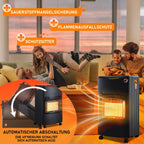 Gasheizung für Innenräume 4200W, Gasofen, 3 Stufen, Gasschlauch Gasheizer mit 3 Heizstufen, ODS-System, Druckregler und Gasschlauch für Balkon, überdachte Terrasse und belüftete Räume