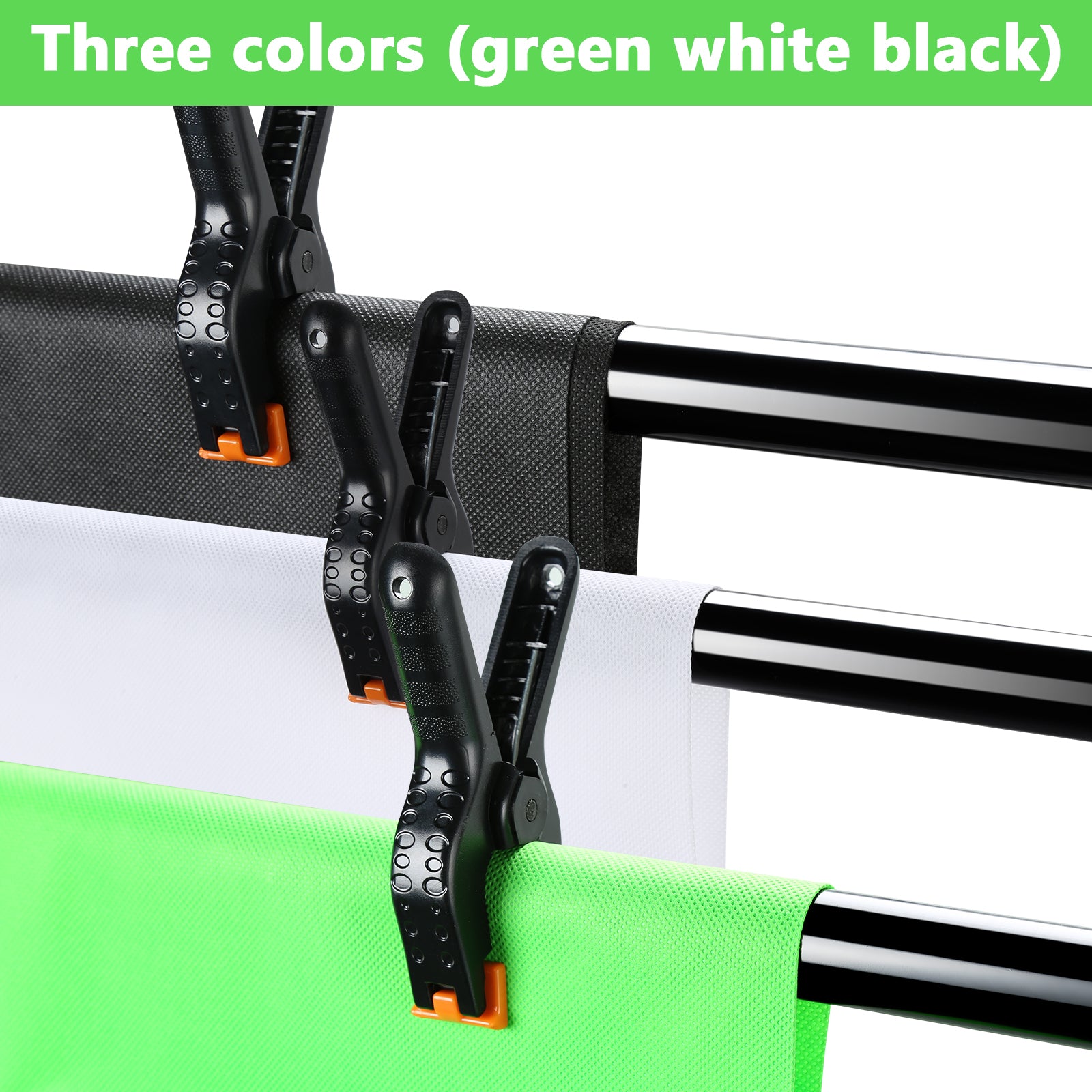 Hintergrund Ständer, 2x3M Hintergrundsysteme mit 3 Hintergrundstoffe (Grün/Weiß/Schwarz), Fotostudio Hintergrundsystem für Green Screen, Portrait und Videoaufnahme