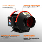 Kanalventilator mit Fernbedienung, Durchmesser 100 mm/150 mm, ABS-Gehäuse mit Kupfermotor, 220 V, geräuscharmer Kanalventilator, geeignet für Badezimmer, Toiletten, Gewächshäuser und Küchen (schwarz-rot)
