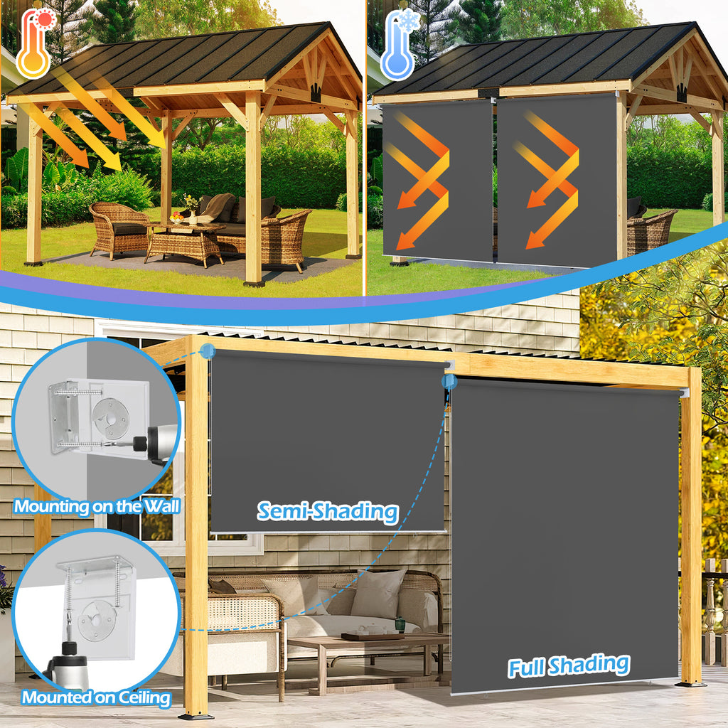 Vertikalmarkisen, Aussenrollos, Balkonrollos, Sichtschutz, Wind- und Regenschutz, Sonnenschutz, UV-Schutz; geeignet für Balkone, Terrassen und Gärten