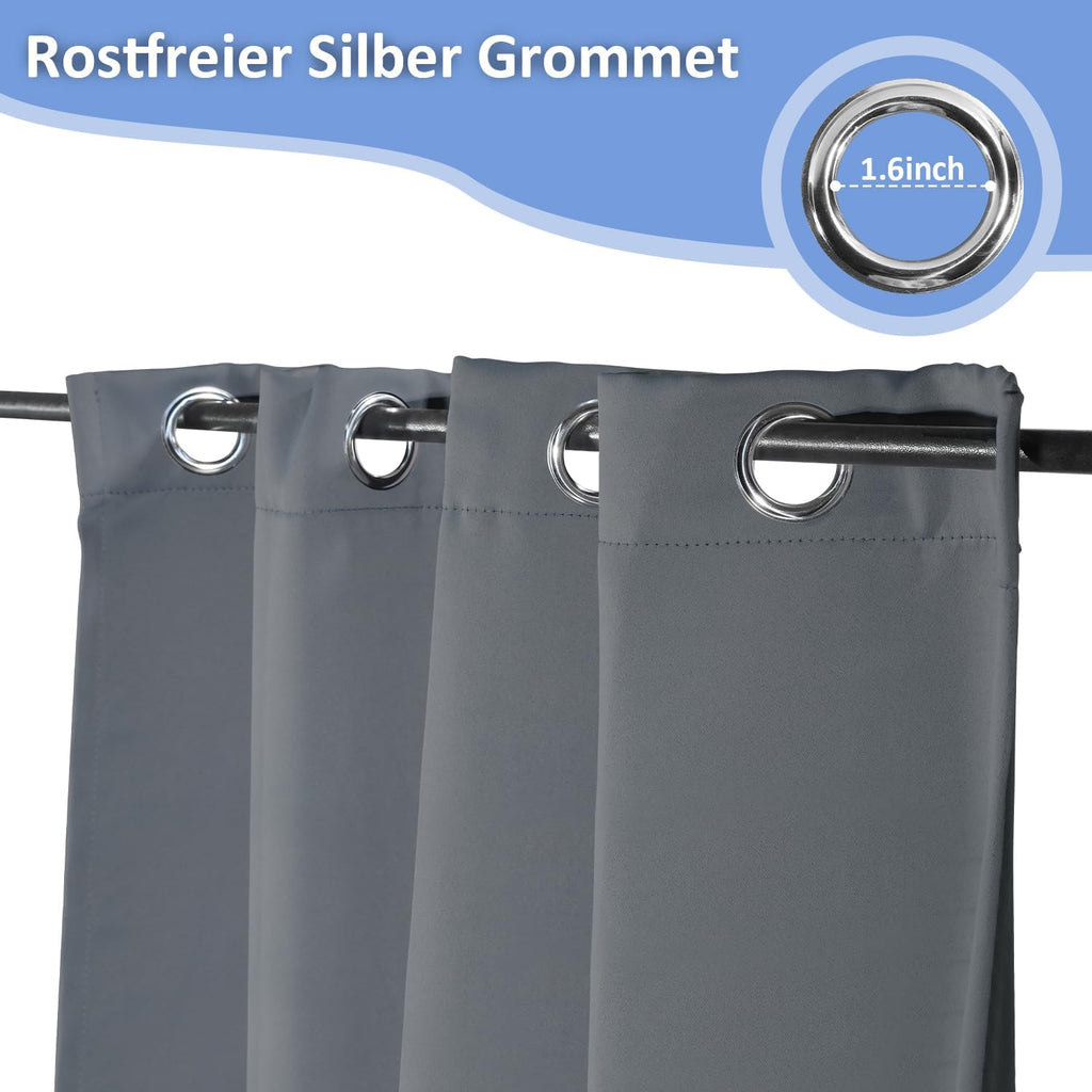 Outdoor Vorhang Wetterfest mit Ösen Sonnenschutz Wasserdicht Thermovorhang Panel,Dunkelgrau