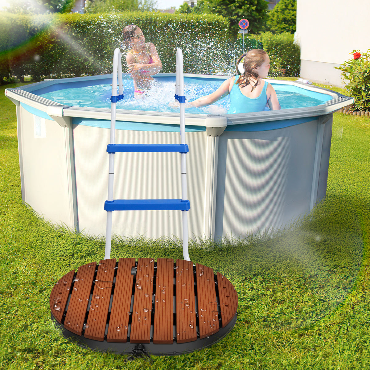 Bodendusche Gartendusche mit Fußrad und Kupfer-Düsen Pooldusche Bis 4m Fontänenhöhe Außendusche aus Aluminium rutschfeste Wetterfest Aussendusche für Pool Sauna
