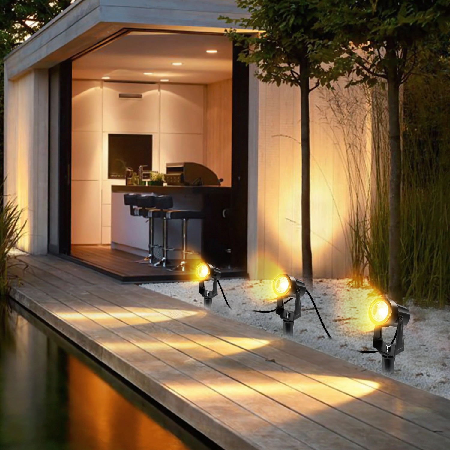 6er Set Gartenstrahler mit Erdspieß IP65 Außen Gartenspot Bodenstrahler Warmweiß