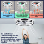 2 in 1 Deckenventilator Mit Beleuchtung und leise, φ50cm Deckenleuchte mit Ventilator, dimmbar, App und Fernbedienung, 6-Gang, Timer, Für Schlafzimmer Wohnzimmer Esszimmer