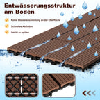 30 x 60 cm WPC-Terrassenfliesen , Klick-Verlegesystem, Teakholzfarben/Rotbraun/Dunkelgrau, 1–5 m² | WPC-Fliesen, Balkonfliesen, witterungsbeständige Platten mit Entwässerungsfunktion, einfache Verlegung, geeignet für Terrassen, Balkone und Gärten