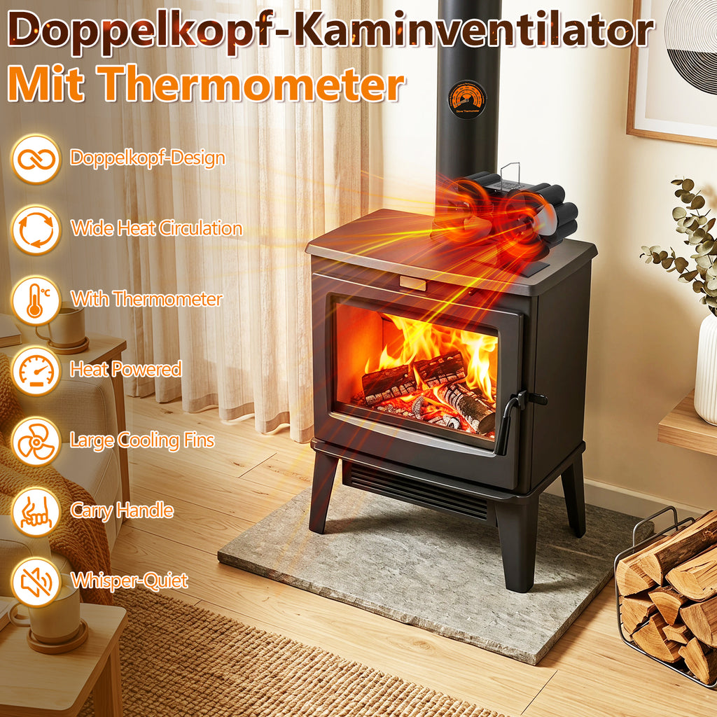 Kaminofen Ventilator Stromloser 8 Flügel Kaminofen Fan für Kamin Ofenventilator