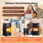 Gasheizung für Innenräume 4200W, Gasofen, Tülle, 2 EU-Adapter Gasheizer mit Schlauchtülle, Druckregler, 2 EU-Adaptern und 4 Rollen für Balkon, überdachte Terrasse und belüftete Räume