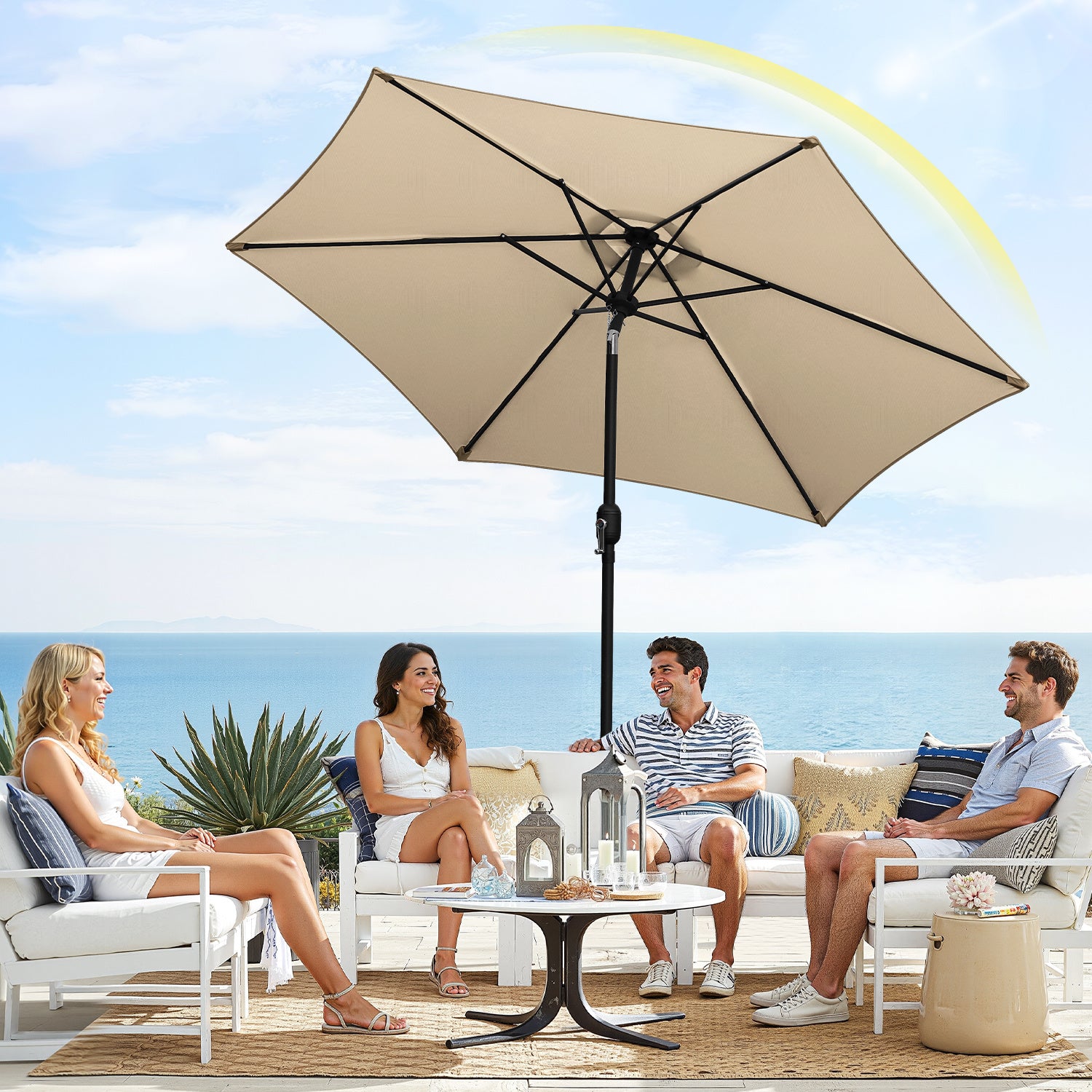 Sonnenschirm Ø270cm, Ampelschirm, Gartenschirm , Kurbelschirm, UV-Schutz, 160g/㎡ Polyester Schirmstoff, Wasserabweisend und schmutzabweisend, 5 Farben erhältlich, Garten