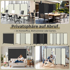 Rollbarer Raumteiler für Terrasse und Balkon, 360°-Raumteiler, Sichtschutz, zusammenklappbar und freistehend, geeignet für Garten, Büro und Terrasse, 185/228/263/284 cm