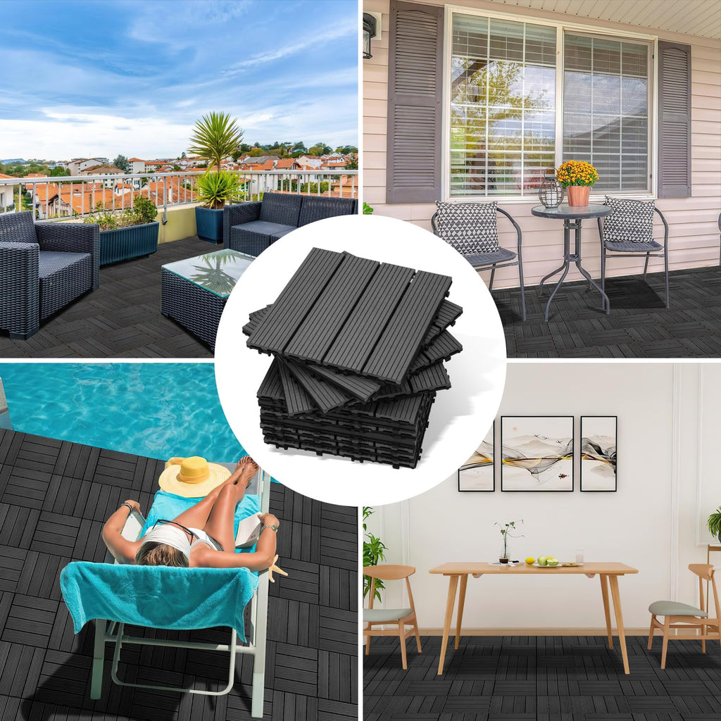 WPC-Terrassenfliesen 1 m²–5 m² – Außenfliesen, Bodenbelag, Klickfliesen, Terrasse, zum Selberverlegen, in vielen verschiedenen Designs und Farben erhältlich