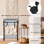 Baby-Wickeltisch, klappbar, Wickelkombination, Babymöbel, mit 4 Rollen, Wickelauflage, grau/dunkelgrau