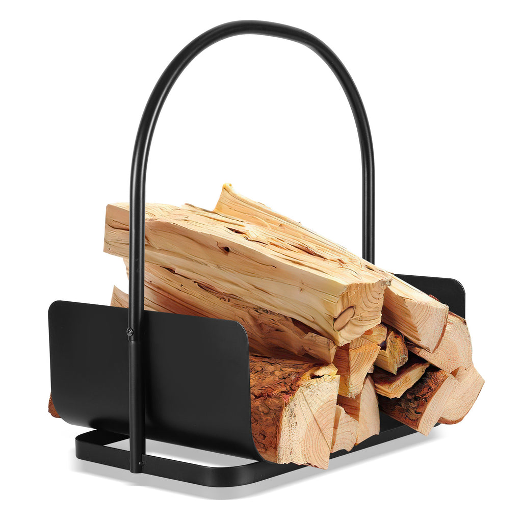 Holzkorb – tragbarer Holzkorb mit Griff – kompakter Holzkorb, geeignet zur Aufbewahrung von Brennholz, Zeitungen und Büchern – 40 x 30 x 50 cm – Holzkorb – für den Innen- und Außenbereich geeignet