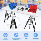 Arbeitsständer, 2er-Set, höhenverstellbar, 7 Stufen (80–130 cm), Gerüstständer, Tragkraft 400 kg pro Paar, klappbare Ständer für Haushalt, Werkstatt und Garten, schwarz