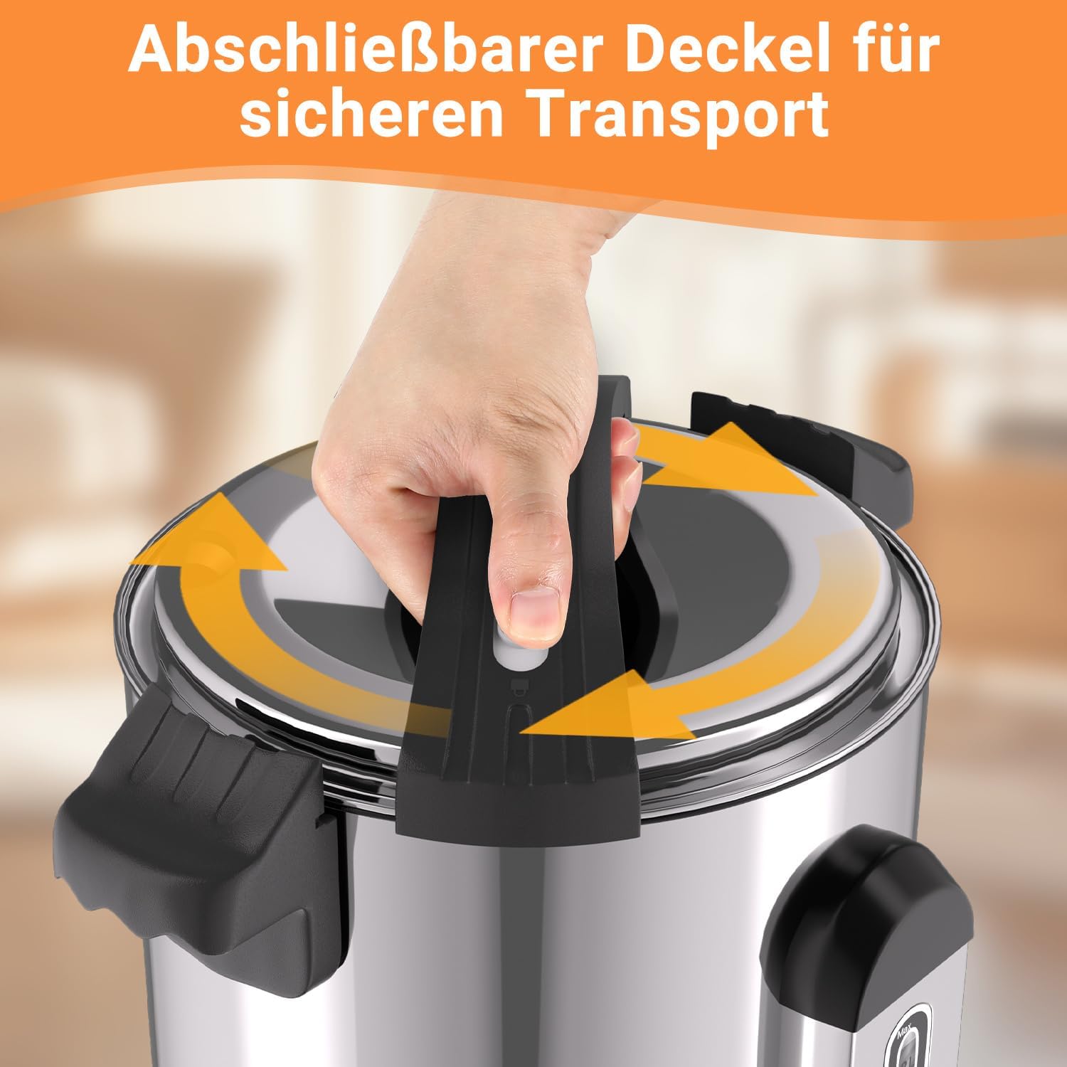 Glühweinkocher 8L, 1500W Glühweinkocher mit Thermostat,Glühweintopf Edelstahl,Einstellbare Temperatur von 30-110°C,Glühweintopf mit Zapfhahn,Heißgetränkeautomat Silber