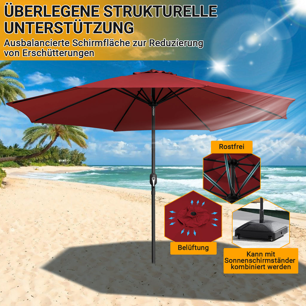 Sonnenschirm 350cm Groß UV-Schutz Gartenschirm Wasserabweisende Balkonschirm Ampelschirm ohne Ständer,Parasol mit Handkurbel Marktschirm für Balkon Garten Terrasse, Es stehen fünf Farben zur Auswahl