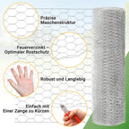 Sechseckgeflecht Maschendrahtzaun - Verzinkt Kaninchendraht, Drahtzaun, Hasendraht - Sechseck Drahtgitter Maschenweite 27 mm - Silbrig