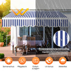 250 x 200 cm Manuelle Klappmarkise,  mit Kurbel, UV-beständig und wasserdicht, aus Aluminium/Polyester, geeignet für Balkon, Terrasse und Garten, in vier Ausführungen erhältlich